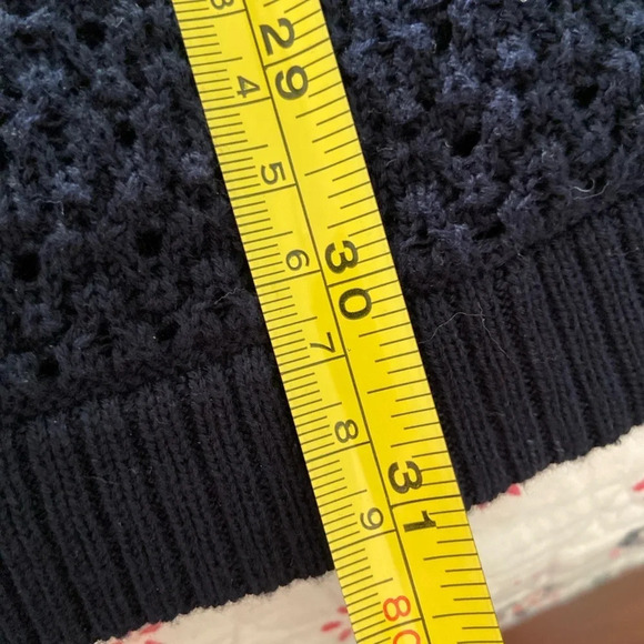 Tommy Hilfiger Navy Open Weave Boatneck Tunic Cotton Sweater Sz Large - Picture 5 of 8